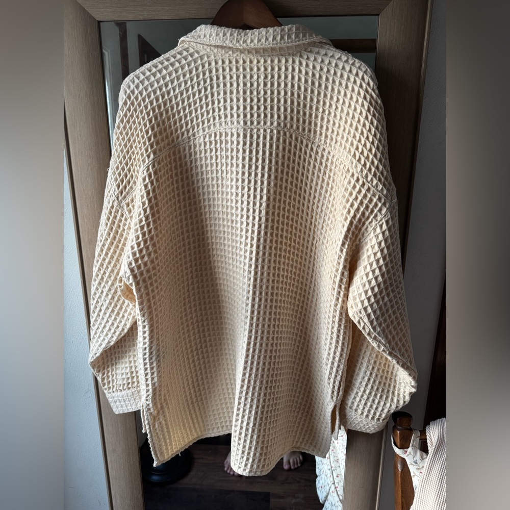 BDG Waffle Knit Jacket in Cream Large - Picture 2 of 5